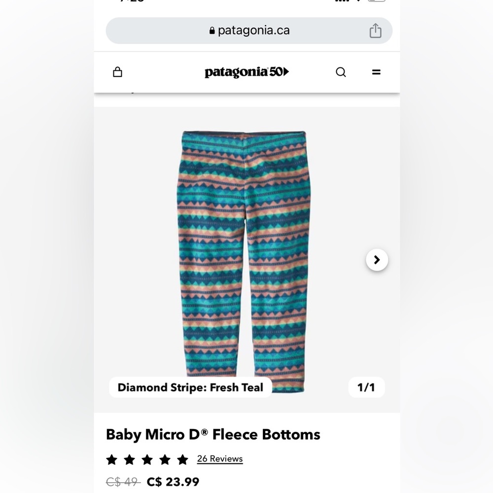 Like New - Patagonia baby micro fleece pants / size 3-6 months